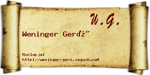 Weninger Gerő névjegykártya